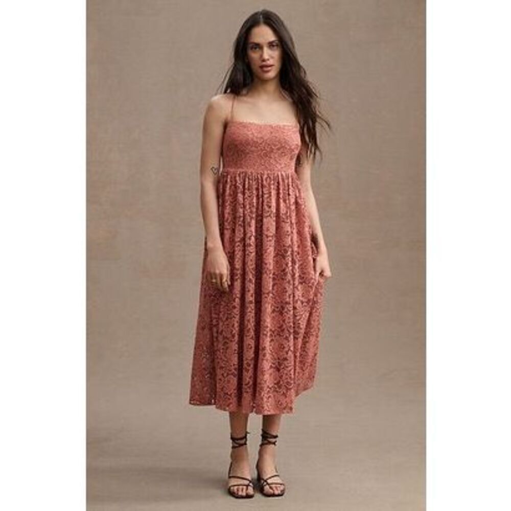 Bhldn (Anthropology) Zoe Open-Back Lace Midi Dress Msrp $248